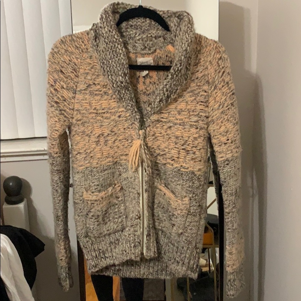 Aritzia Wilfred chunky wool knit zip up size small